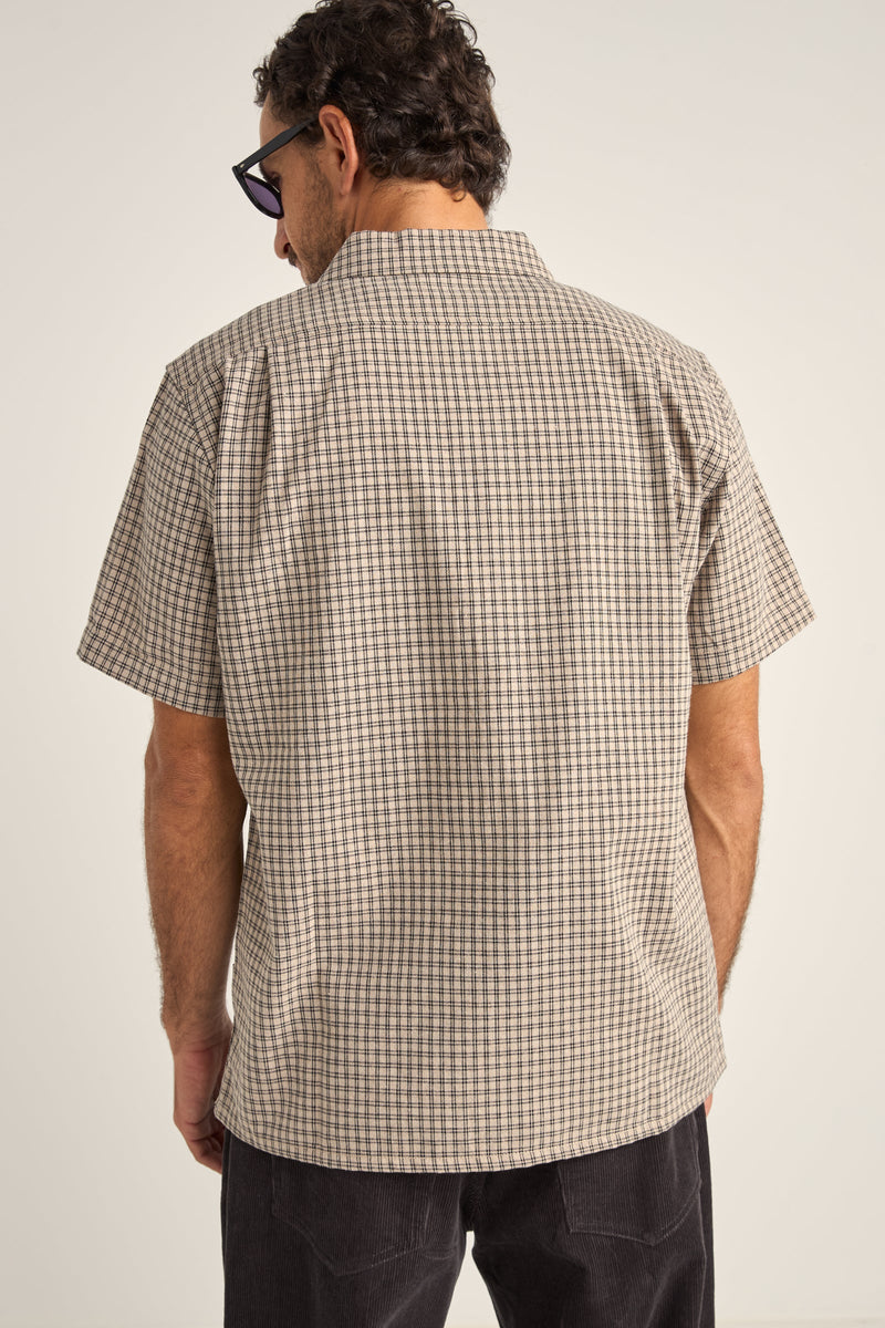 Linen Check Ss Shirt Sand