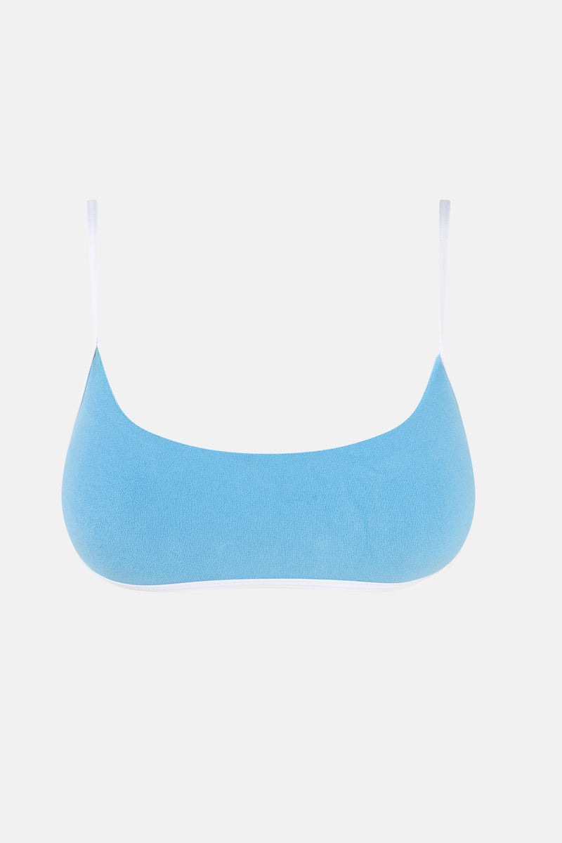 Terry Contrast Band Crop Top Blue