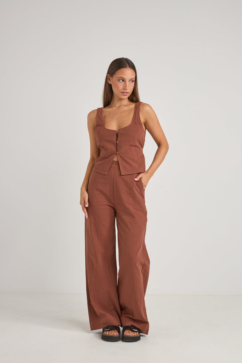 Stevie Wide Leg Pant Coffee