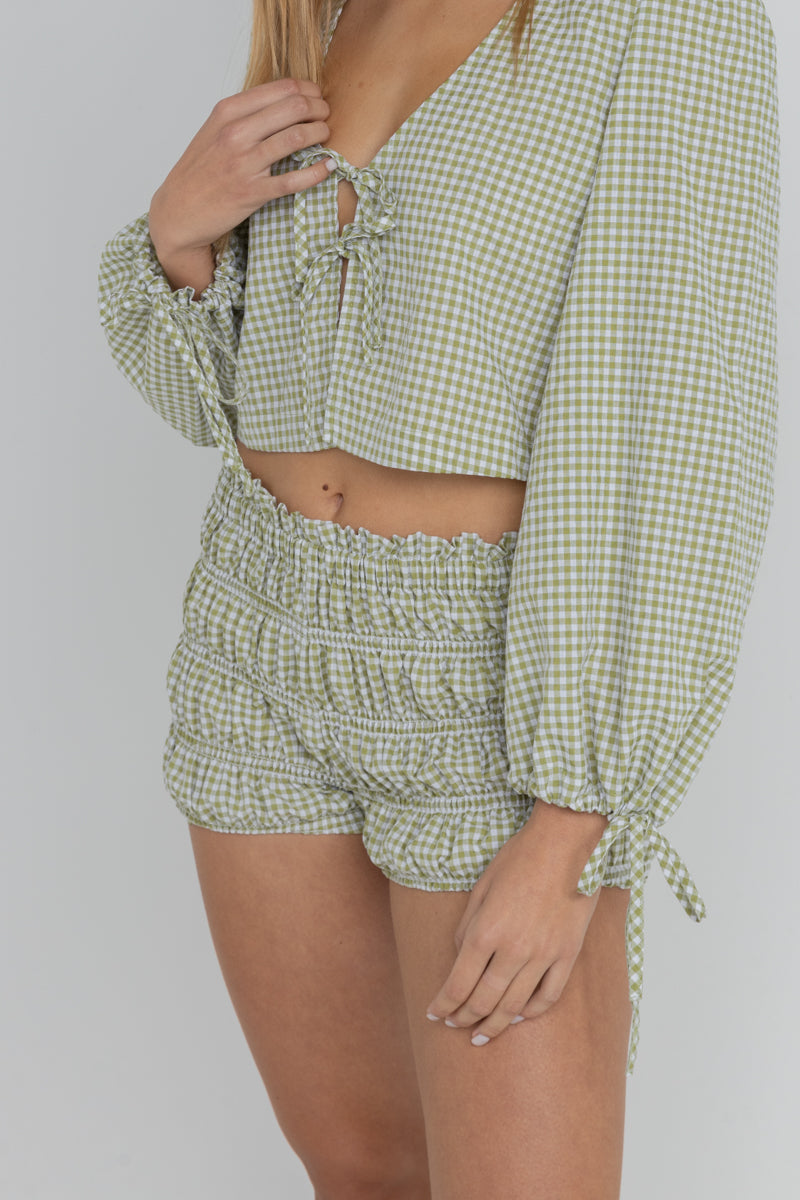 Lana Blouson Top Green