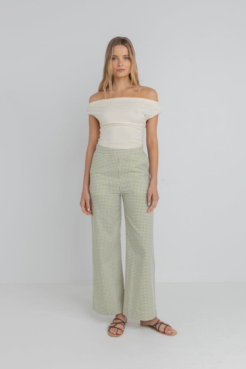 Lana Gingham Pant Green