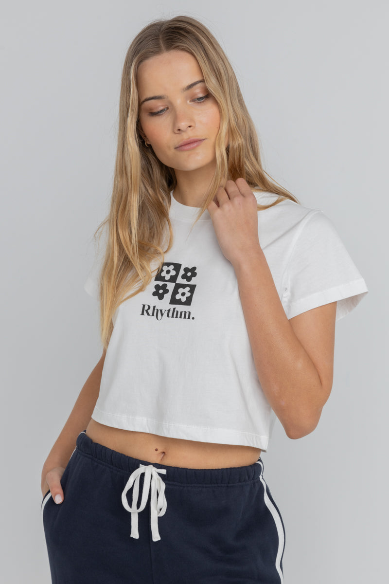 Flower Bed Cropped Tee White