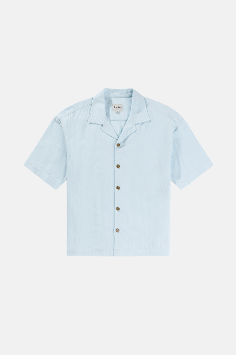 Relaxed Texture Ss Shirt Blue