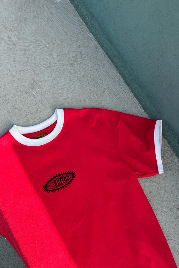 Sun Dome Ringer Vintage Ss T-Shirt Red