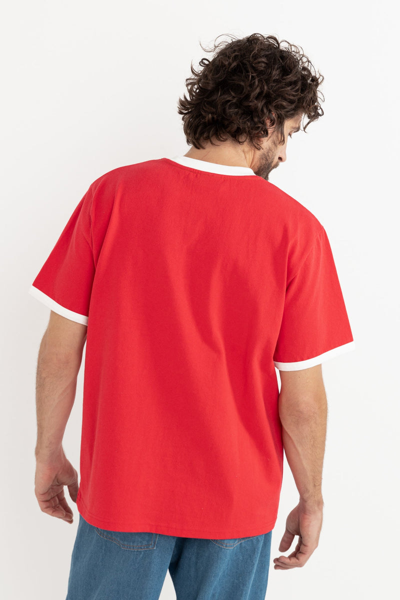 Sun Dome Ringer Vintage Ss T-Shirt Red