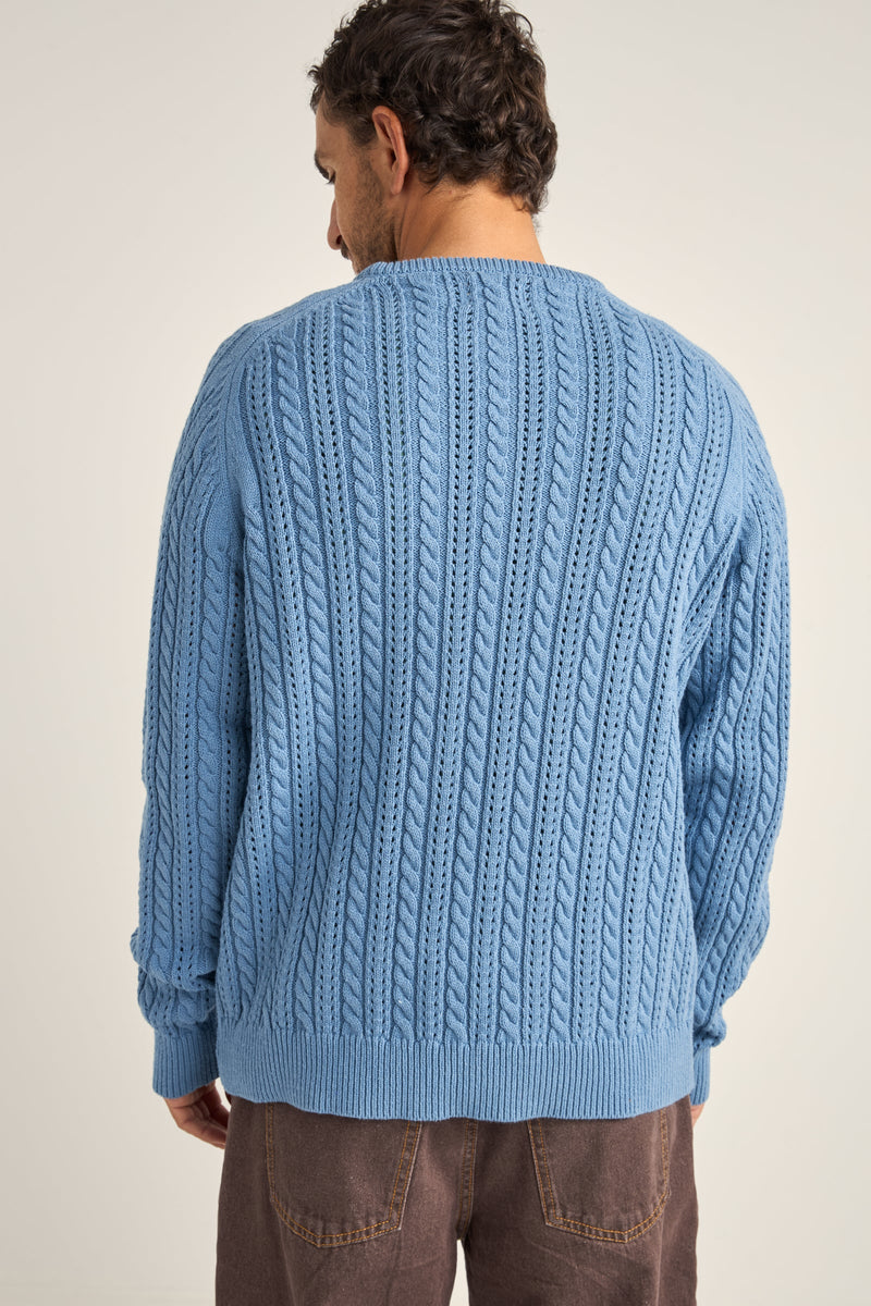 Doheny Pointelle Crew Knit  Slate