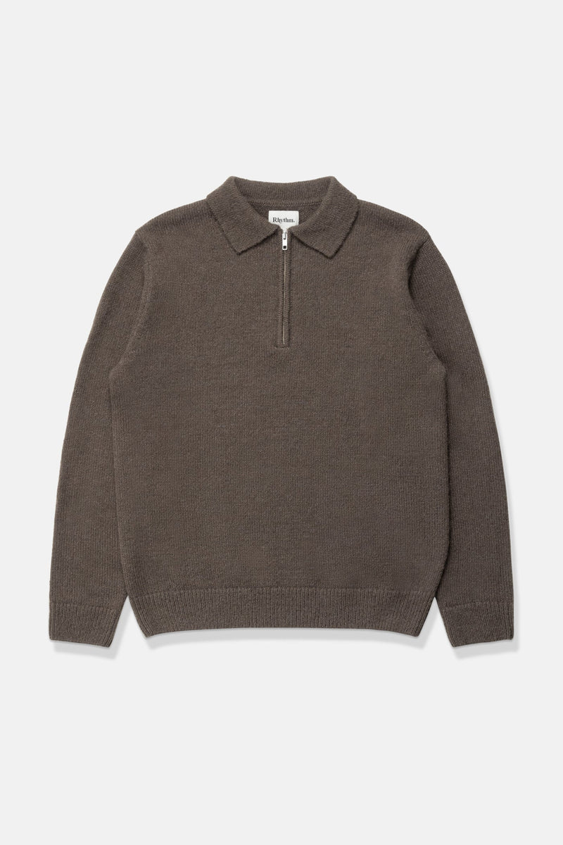 Quarter Zip Knit Dark Brown