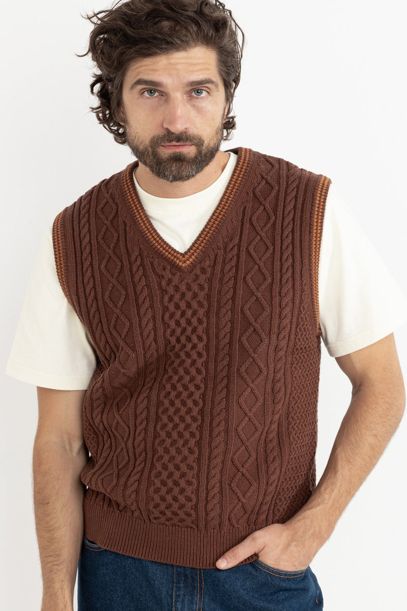 Assembly Fisherman Knit Vest Brown