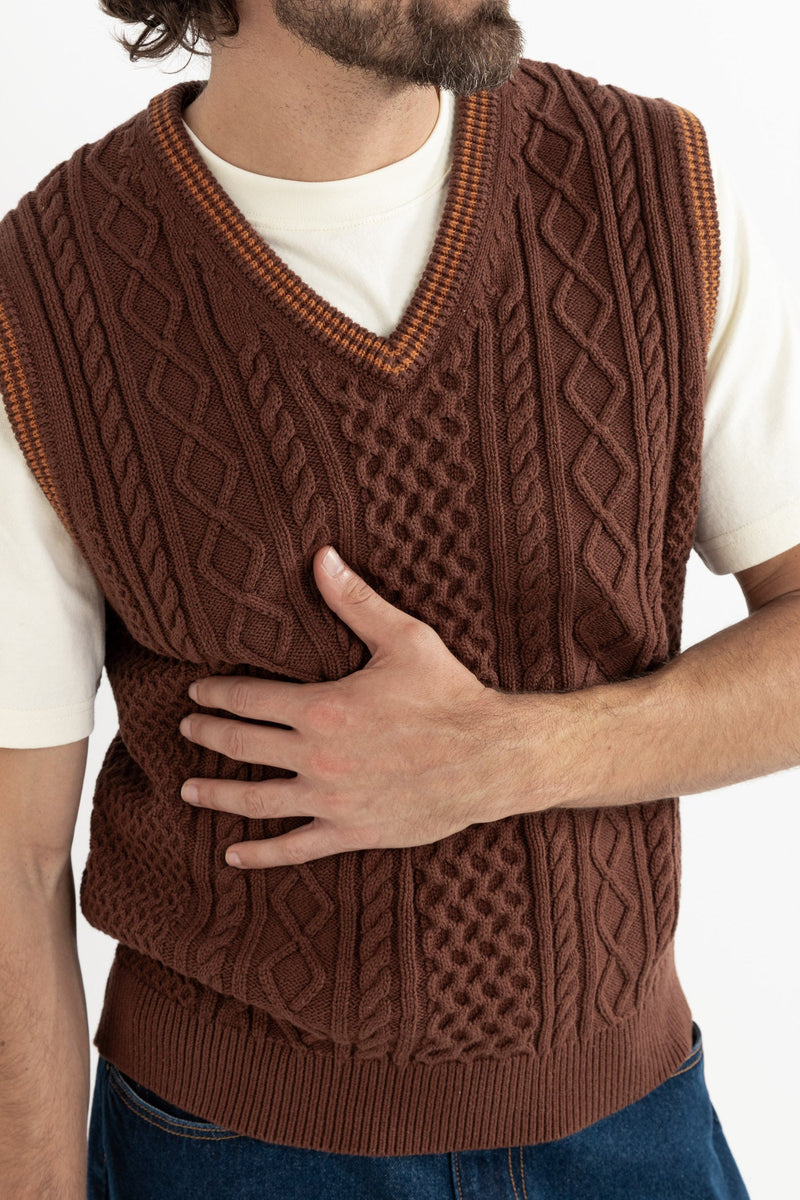 Assembly Fisherman Knit Vest Brown