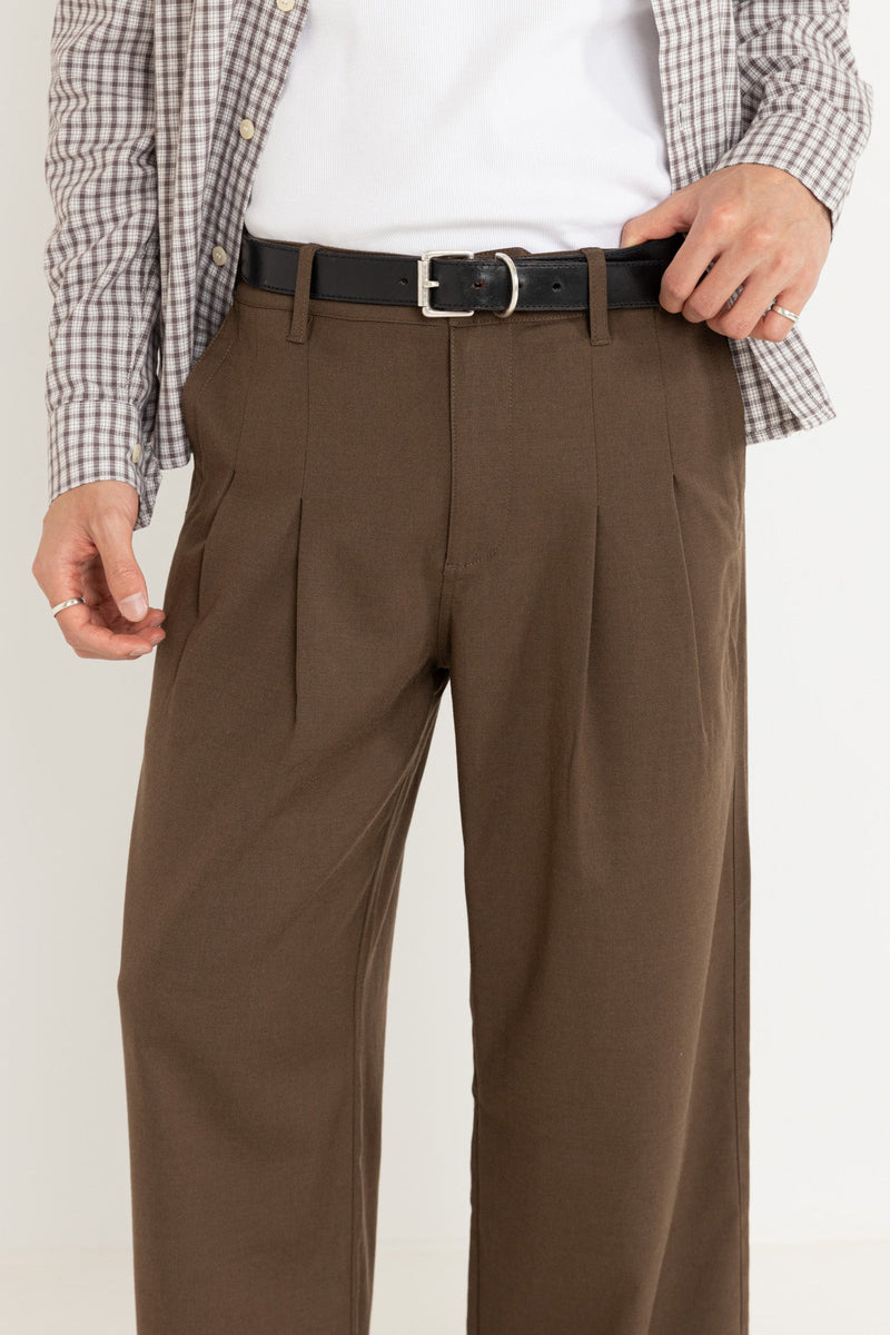 Jesse Pleated Pant Dark Brown