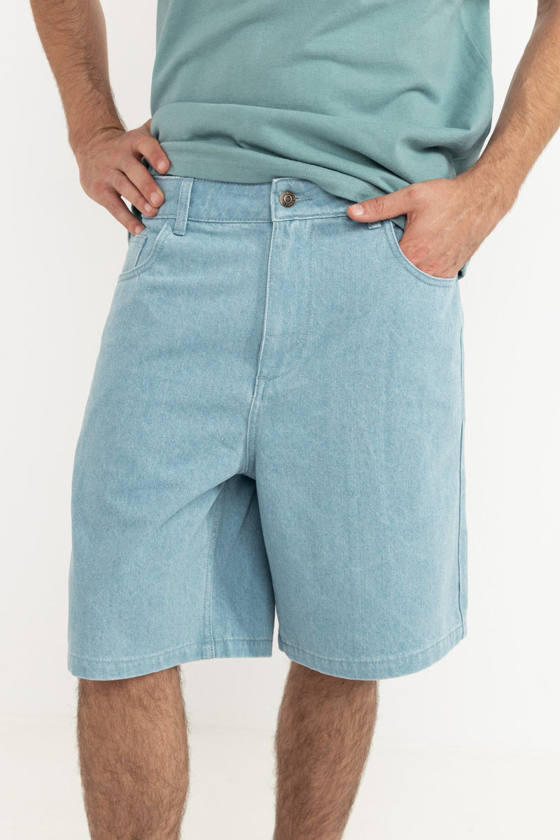 Wave Washed Denim Short Blue Wash