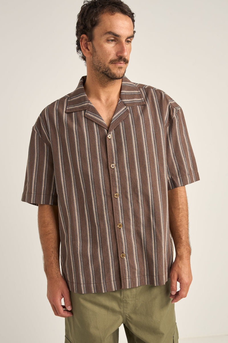 Baja Relaxed Stripe Ss Shirt Cafe