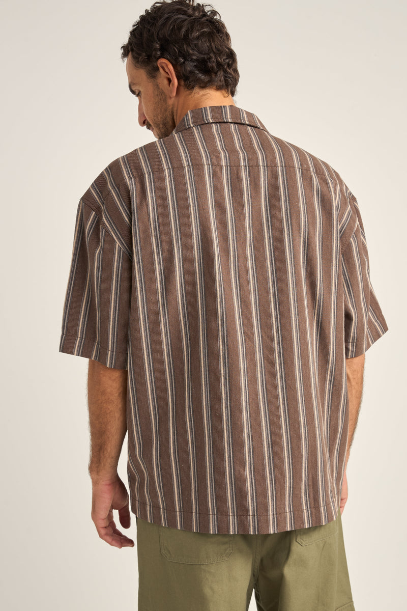 Baja Relaxed Stripe Ss Shirt Cafe