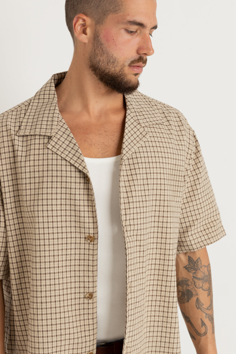 Jeremy Check Ss Shirt Ochre