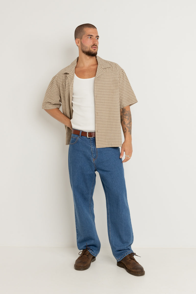 Jeremy Check Ss Shirt Ochre