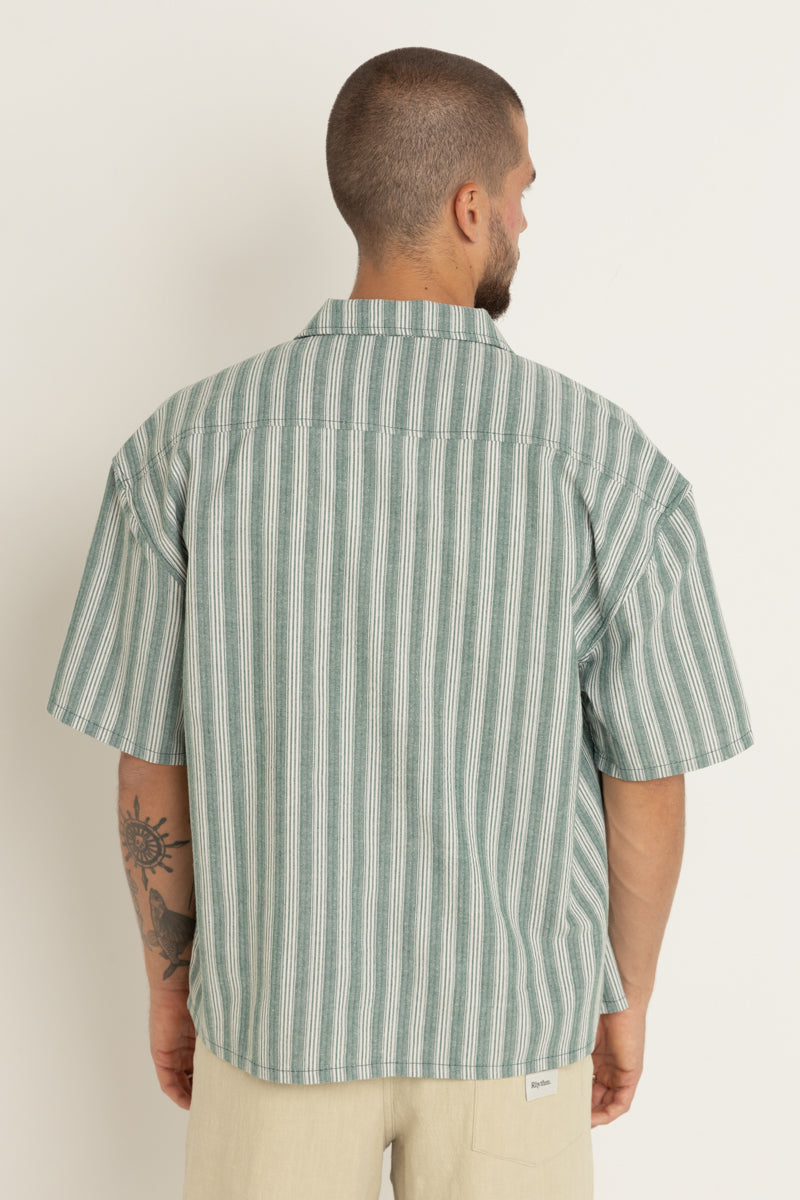 Butcher Stripe Relaxed Ss Shirt Teal