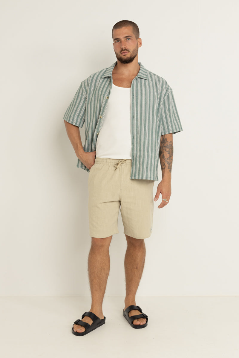 Butcher Stripe Relaxed Ss Shirt Teal