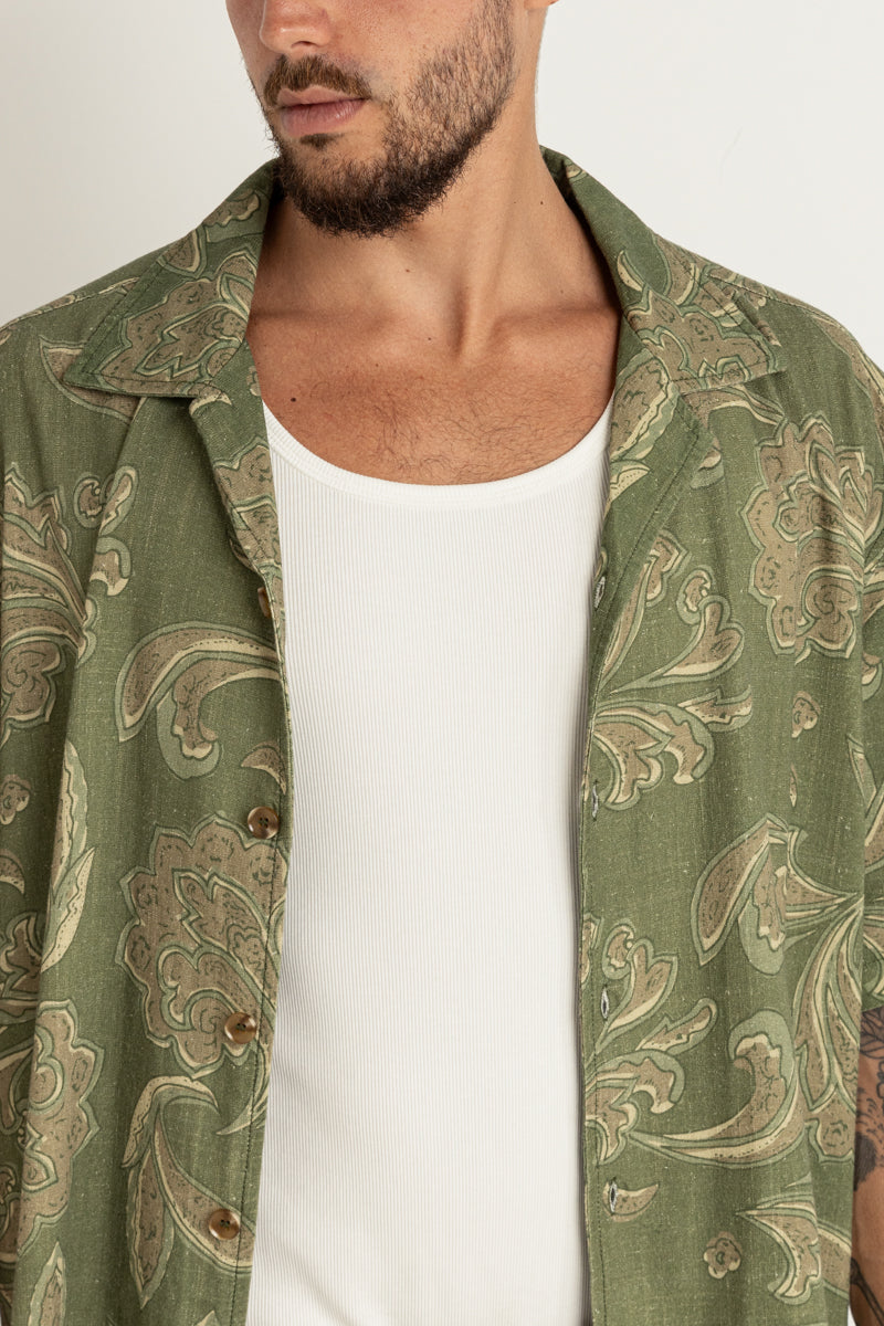 Astral Bloom Ss Shirt Olive