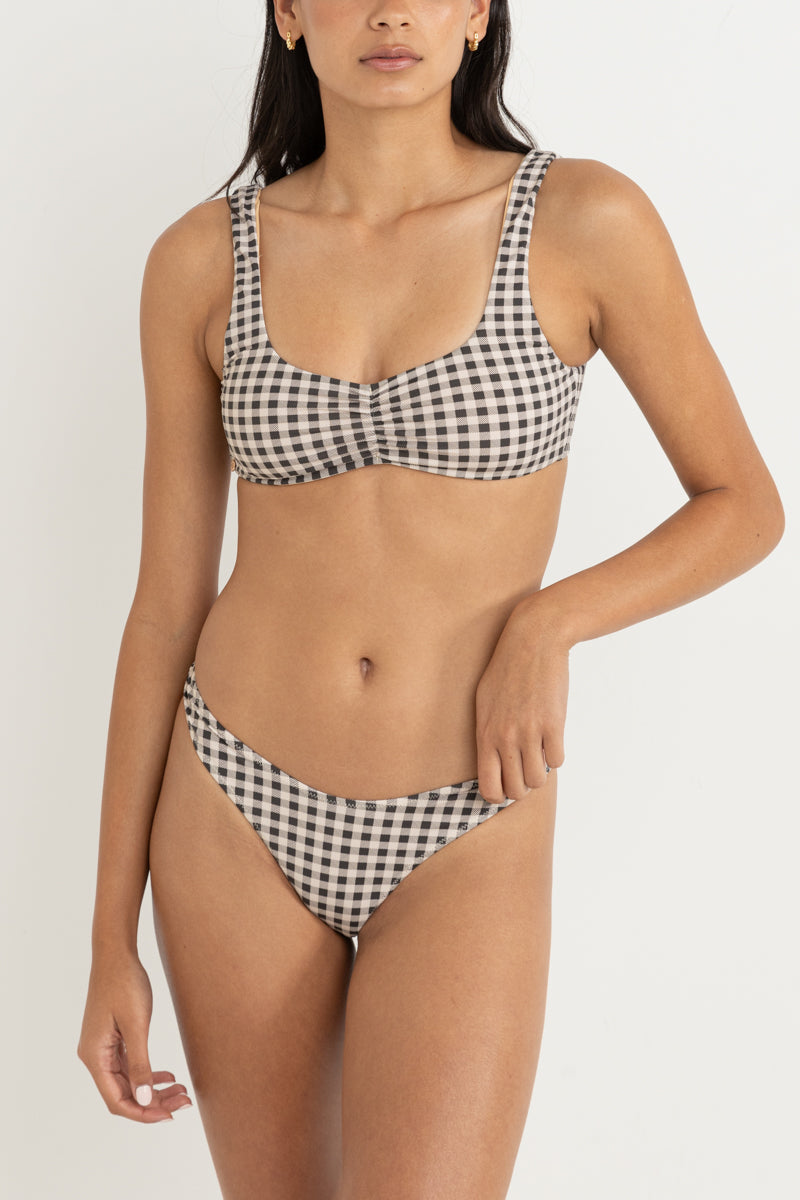 Parker Gingham Crop Top Black