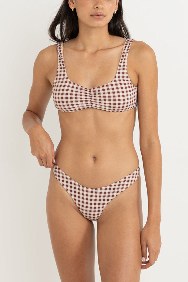 Parker Gingham Crop Top Mahogany