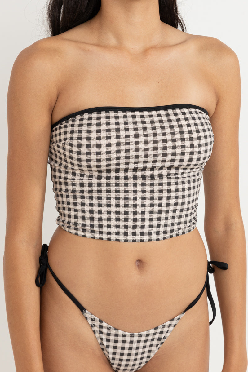 Parker Gingham Long Bandeau Top  Black