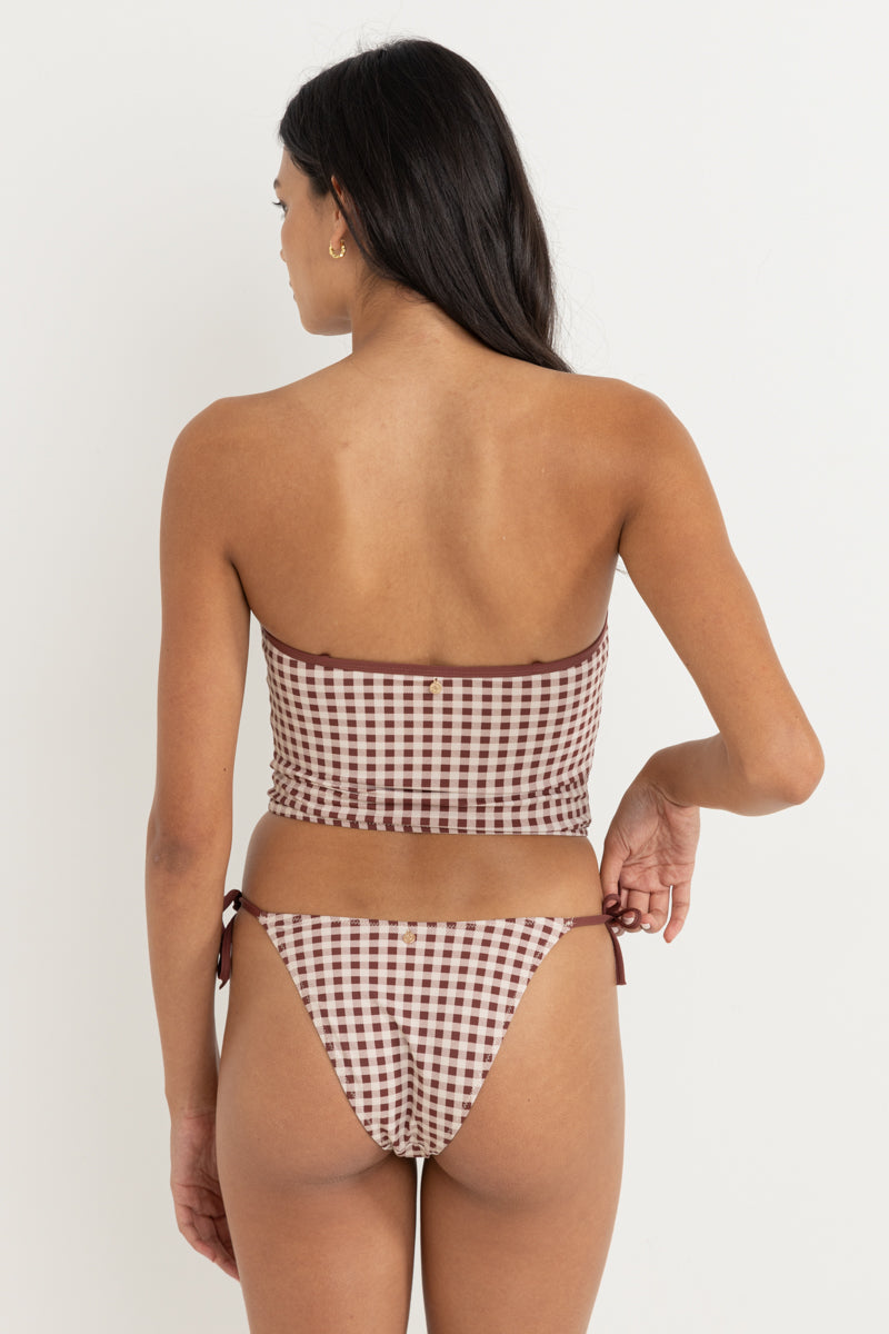 Parker Gingham Long Bandeau Top  Mahogany