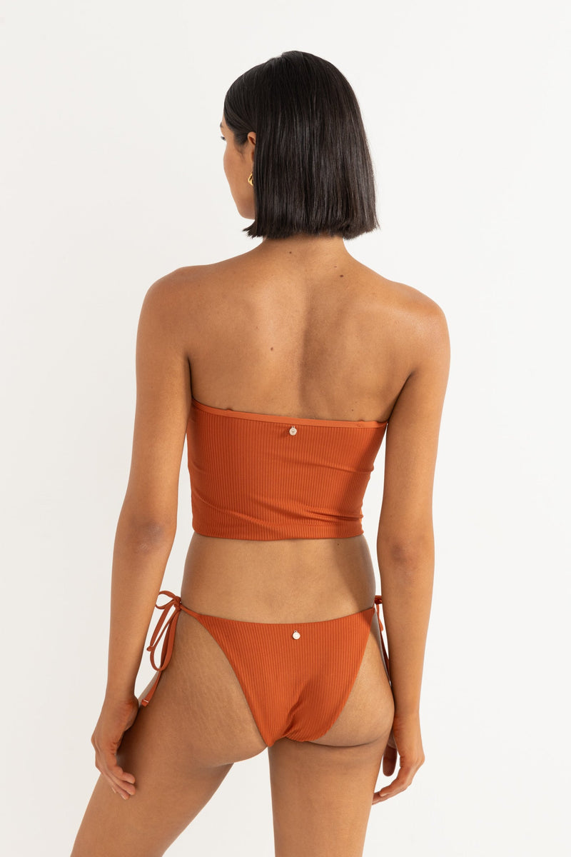 Shine Rib Long Bandeau Top Cinnamon