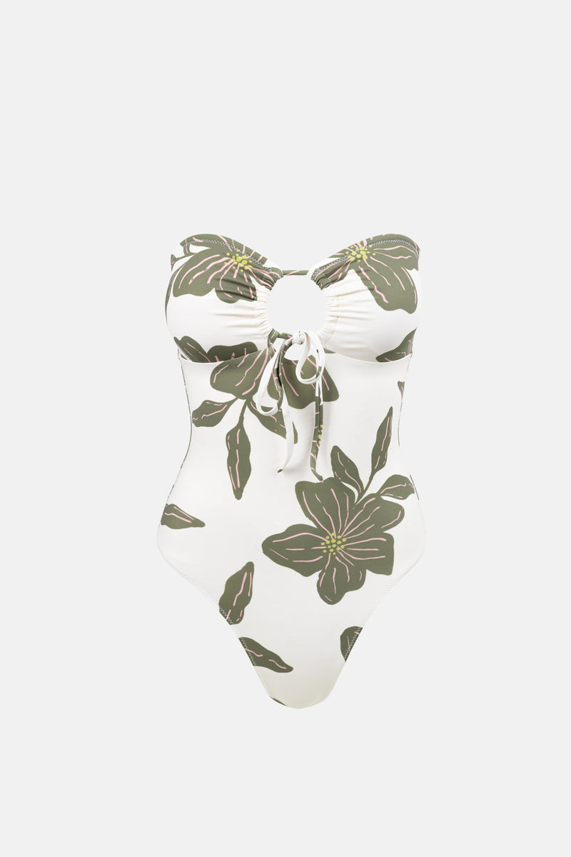 Kia Floral Tie Front One Piece Green