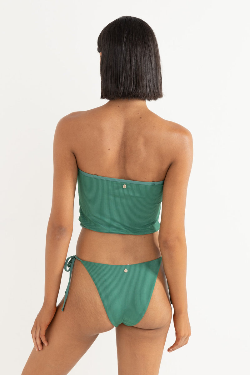 Shine Rib Long Bandeau Top Jade