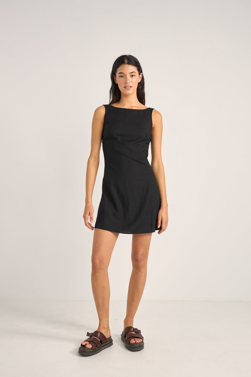 Roselle Tie Back Mini Dress Black