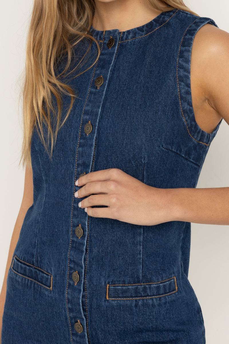 Gia Denim Dress Blue Wash