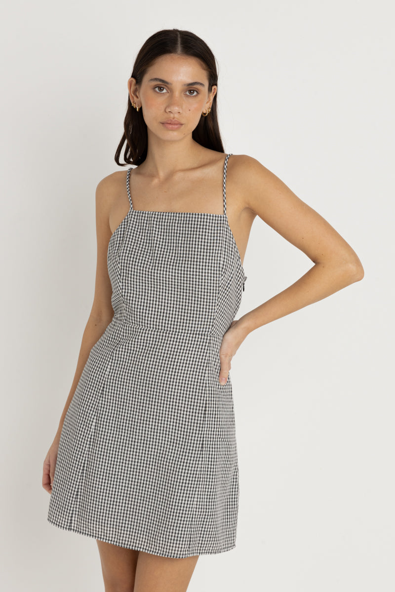 Gingham Mini Dress Black