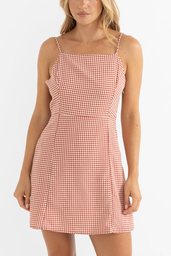 Gingham Mini Dress Red