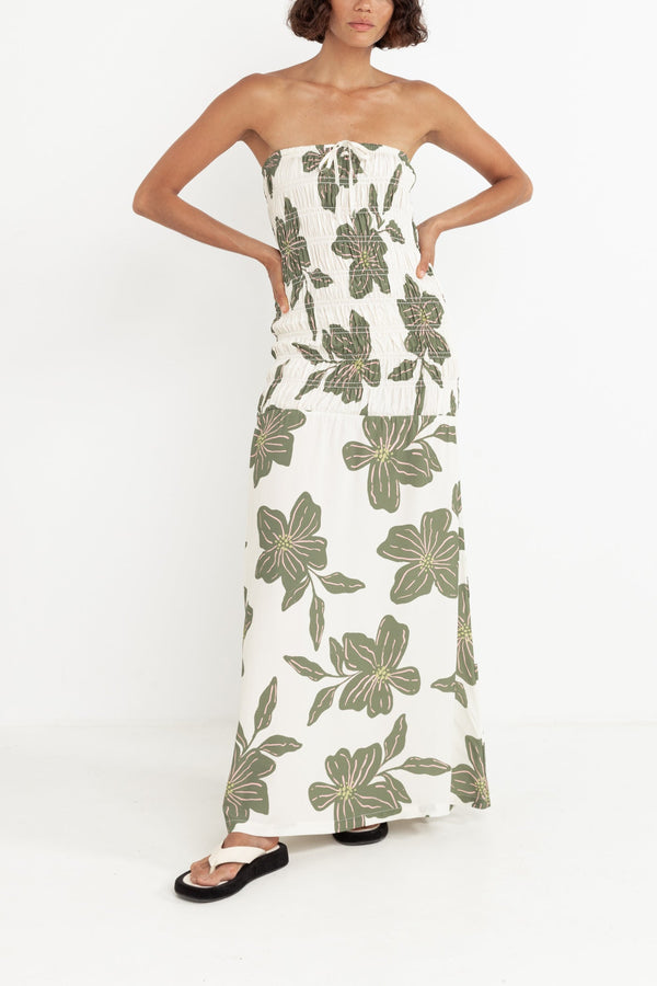 Kia Floral Maxi Dress Green