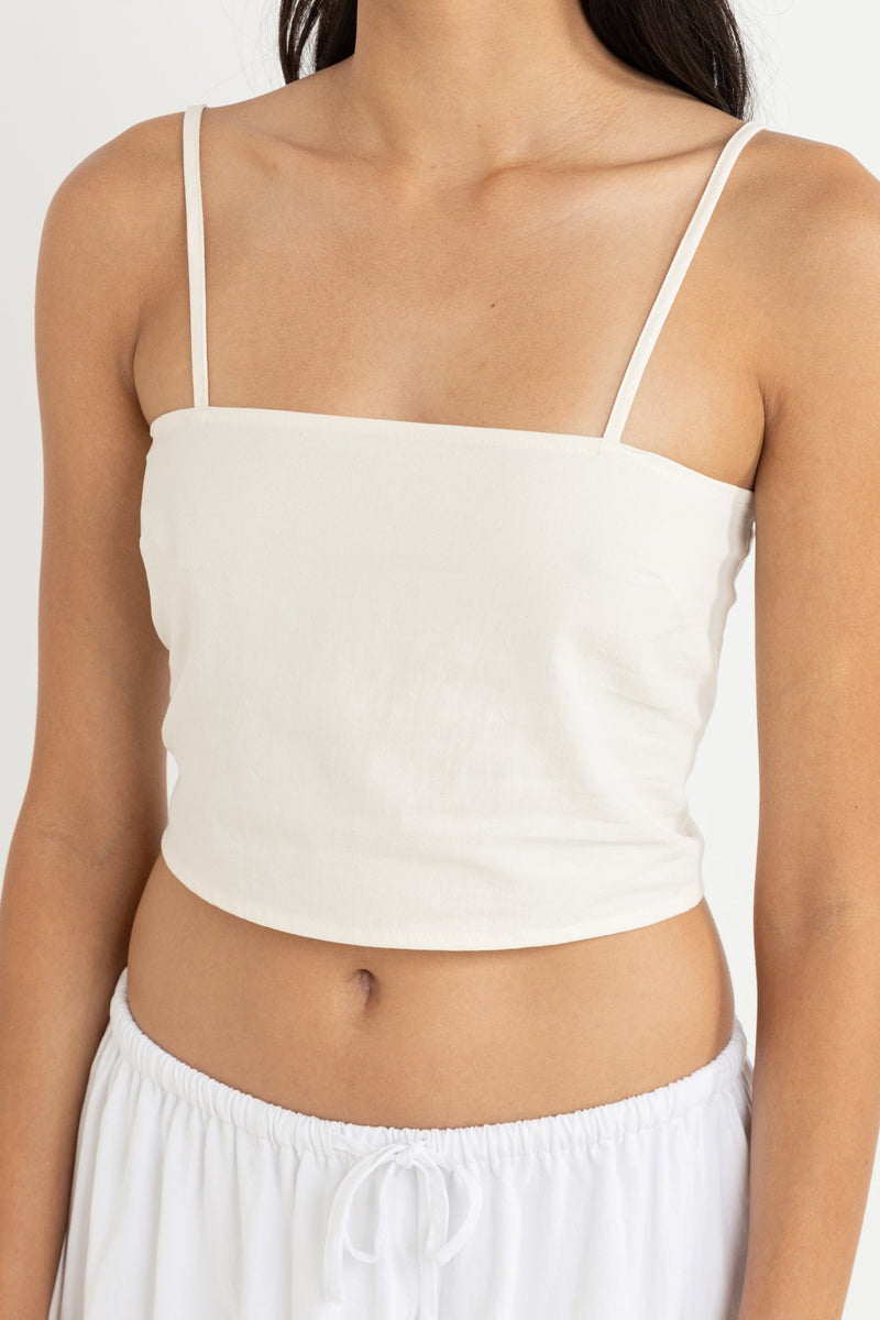 St Tropez Lace Back Crop Top Cream