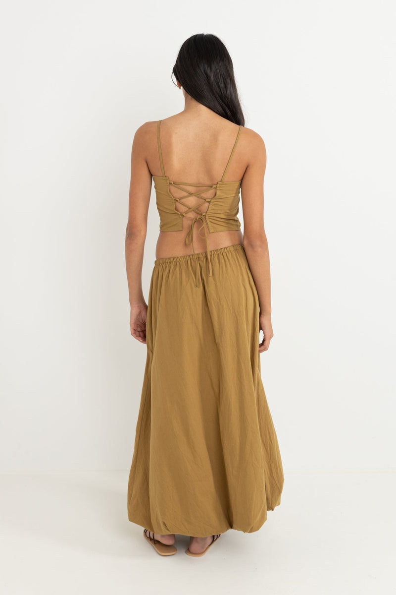 St Tropez Lace Back Crop Top Olive