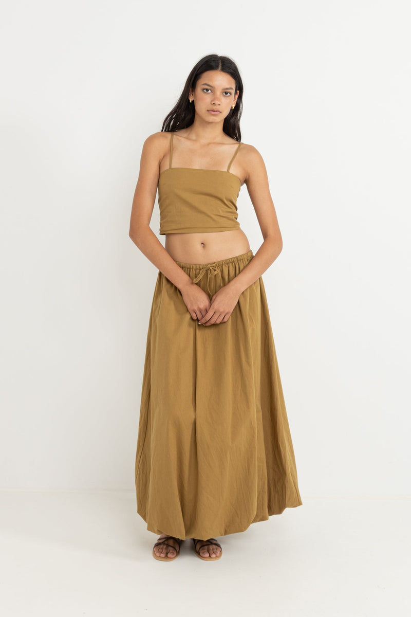 St Tropez Lace Back Crop Top Olive