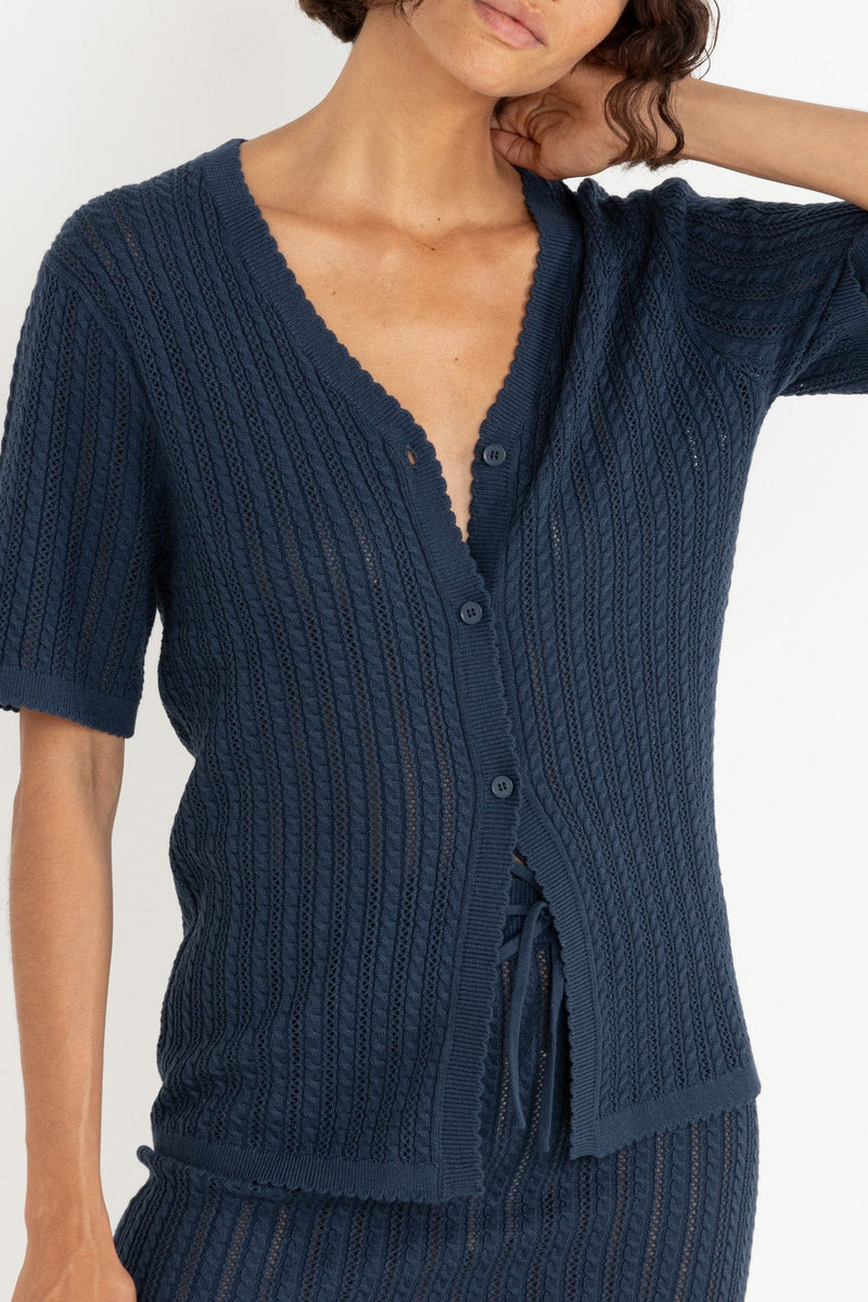 Scallop Knit Overshirt Navy