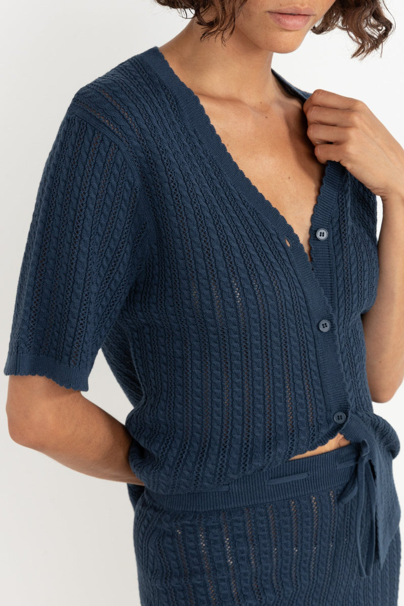 Scallop Knit Overshirt Navy