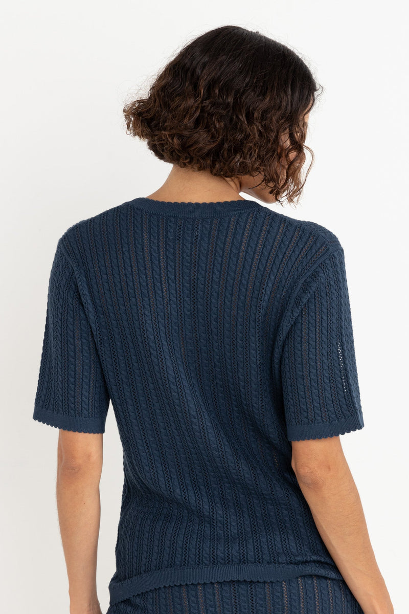 Scallop Knit Overshirt Navy