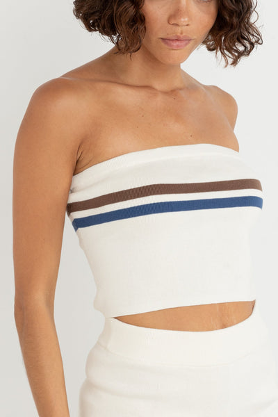 トップス theredthread S stamp bare tops white Delta Stripe Tube Top Cream – Rhythm US