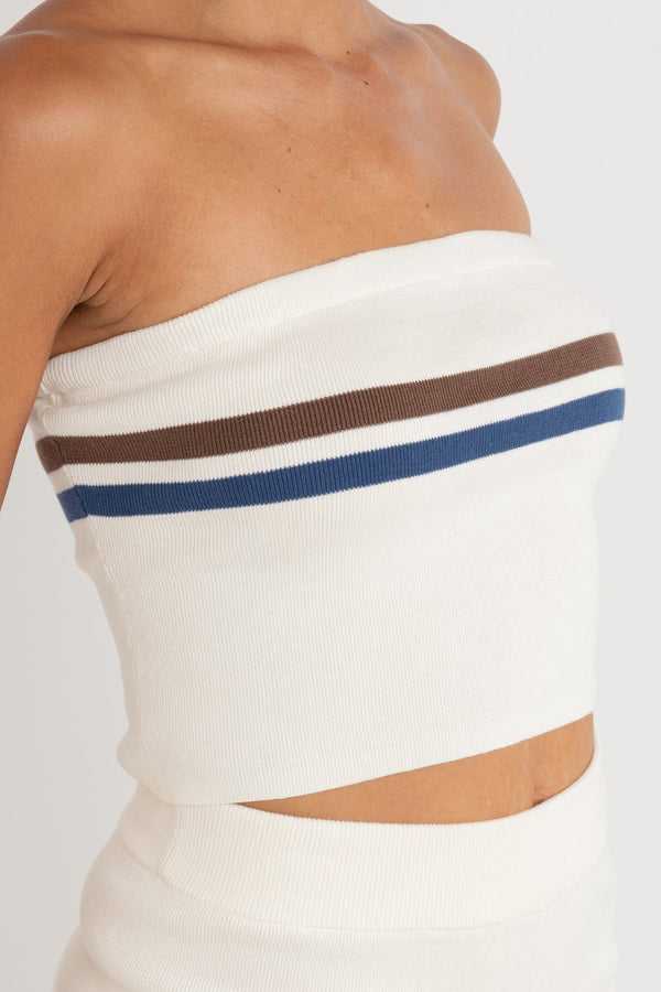 Delta Stripe Tube Top Cream