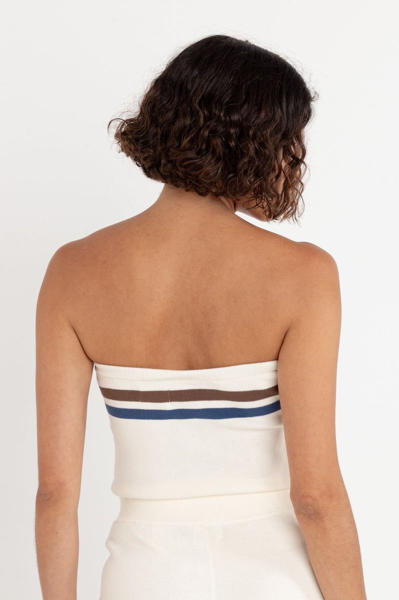 Delta Stripe Tube Top Cream