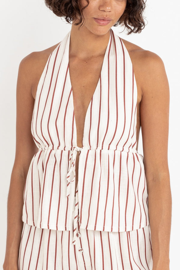 Leilani Stripe Halter Top Strawberry