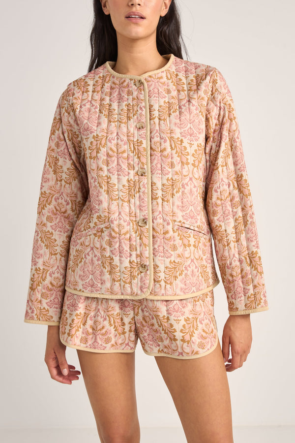 Jane Paisley Quilted Jacket Rose