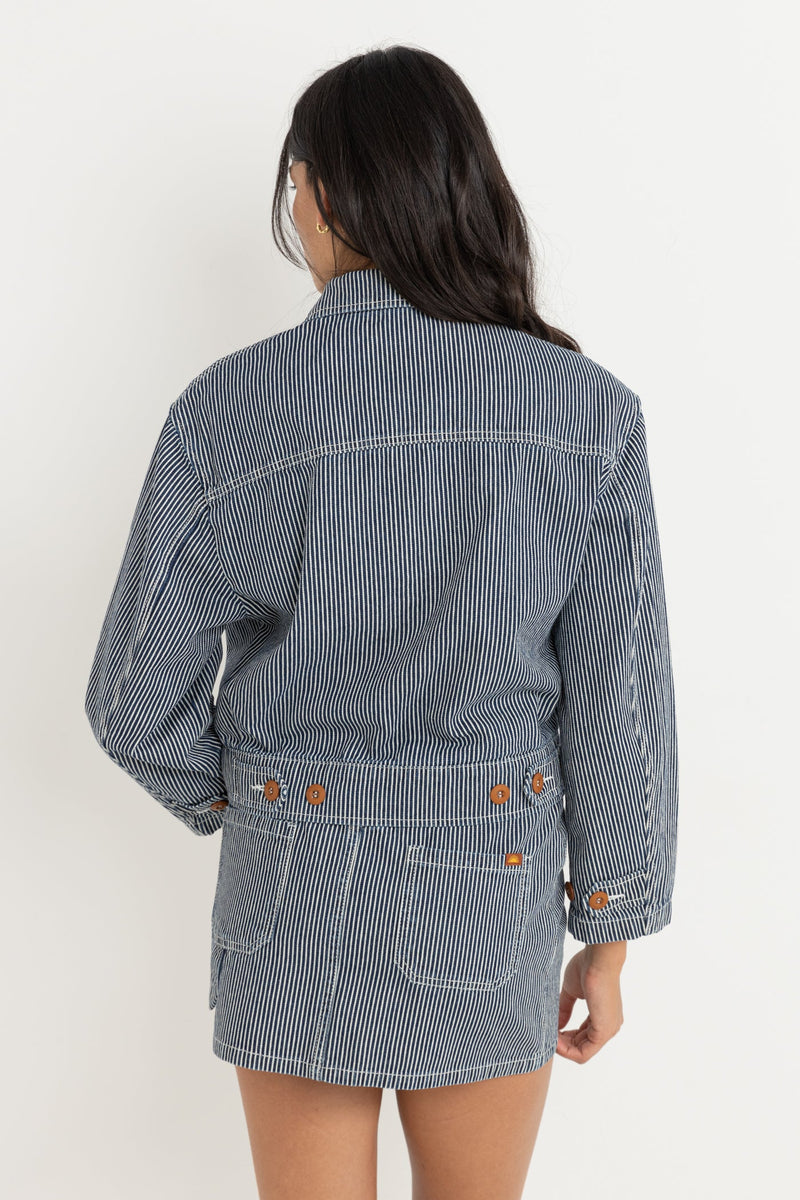 Marsielle Utility Jacket Indigo Stripe