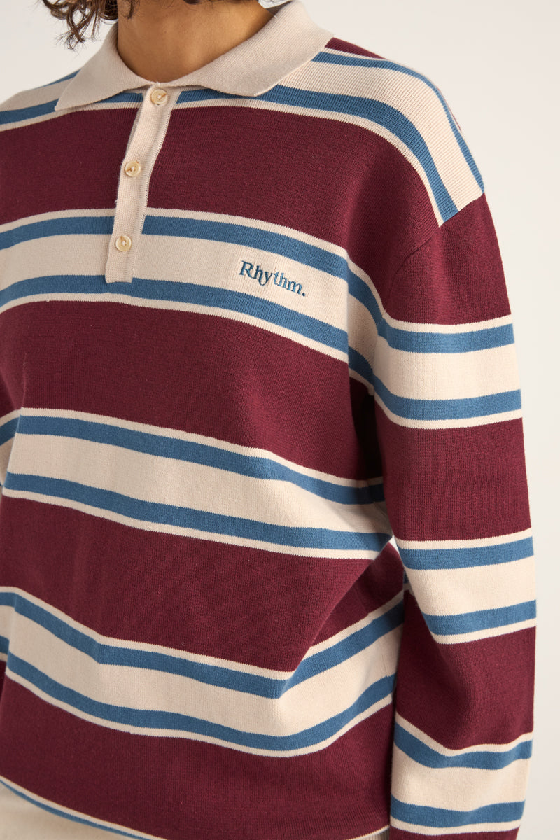 Siglo Knit Ls Polo Burgundy