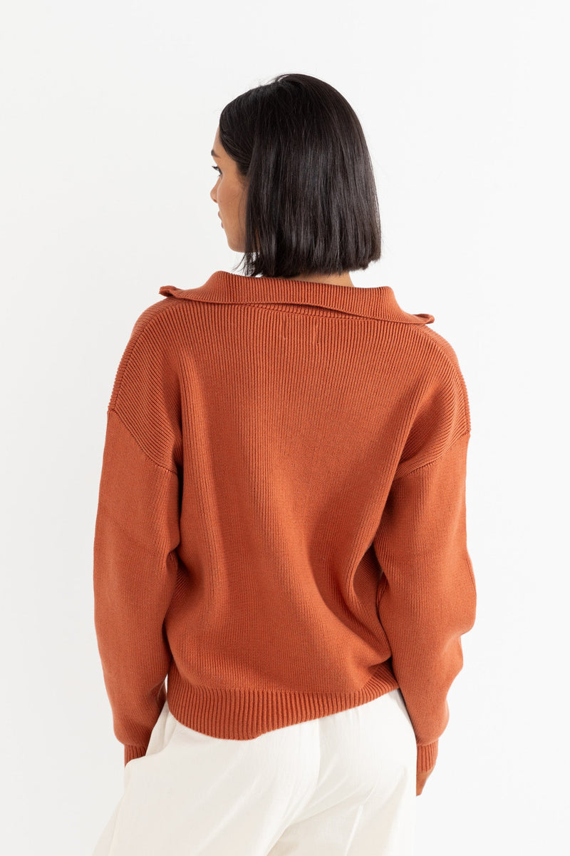 Vintage Zip Knit Burnt Orange