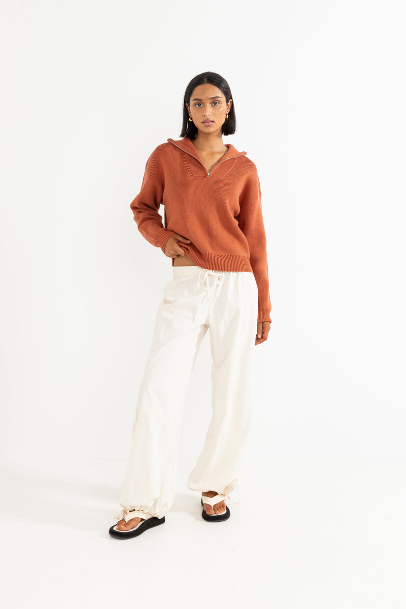 Vintage Zip Knit Burnt Orange