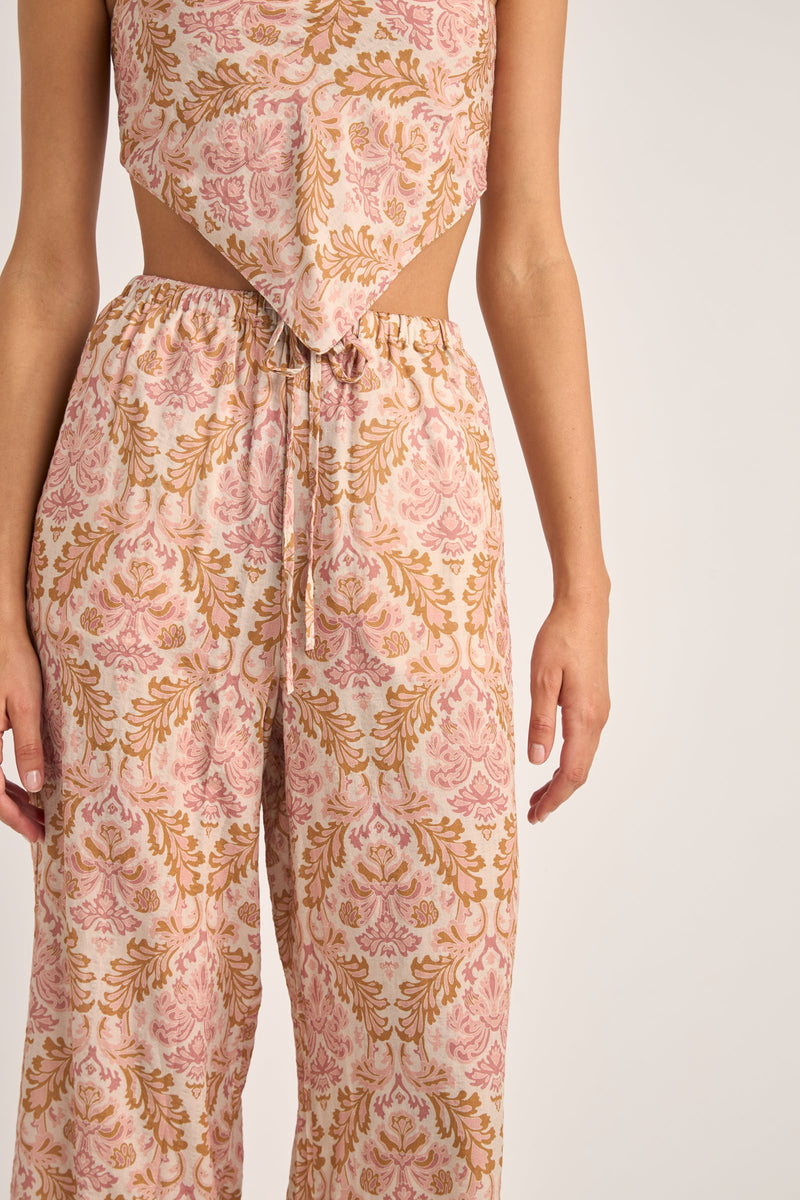 Jessie Paisley Drawstring Pant Rose